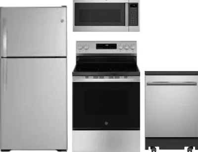 4 Piece Package Includes Refrigerator, Range, Microwave And Dishwasher