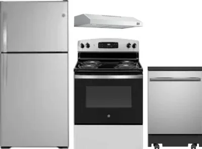 4 Piece Package Includes Refrigerator, Range, Hood And Dishwasher