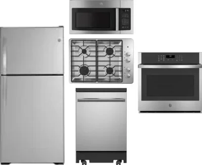 5 Piece Package Includes Refrigerator, Cooktop, Wall Oven, Microwave And Dishwasher
