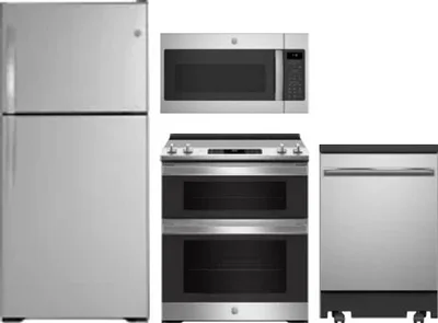4 Piece Package Includes Refrigerator, Range, Microwave And Dishwasher