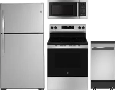 4 Piece Package Includes Refrigerator, Range, Microwave And Dishwasher