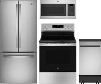 4 Piece Package Includes Refrigerator, Range, Microwave And Dishwasher