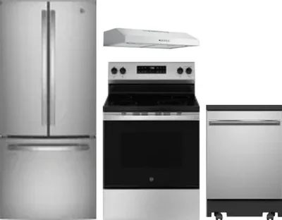 4 Piece Package Includes Refrigerator, Range, Hood And Dishwasher