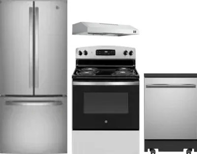 4 Piece Package Includes Refrigerator, Range, Hood And Dishwasher