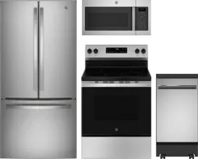4 Piece Package Includes Refrigerator, Range, Microwave And Dishwasher