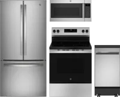 4 Piece Package Includes Refrigerator, Range, Microwave And Dishwasher