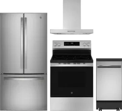 4 Piece Package Includes Refrigerator, Range, Hood And Dishwasher