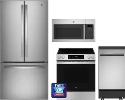 4 Piece Package Includes Refrigerator, Range, Microwave And Dishwasher