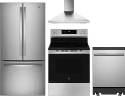 4 Piece Package Includes Refrigerator, Range, Hood And Dishwasher