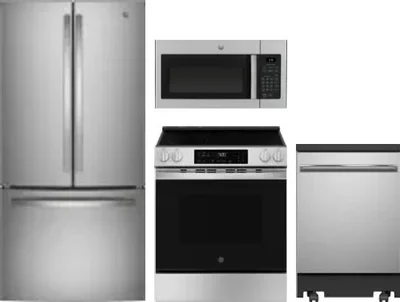 4 Piece Package Includes Refrigerator, Range, Microwave And Dishwasher