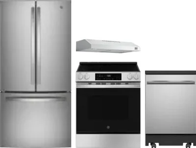 4 Piece Package Includes Refrigerator, Range, Hood And Dishwasher