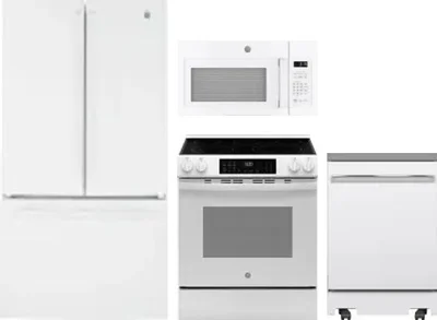 4 Piece Package Includes Refrigerator, Range, Microwave And Dishwasher