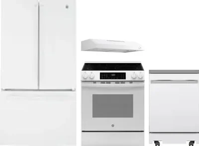 4 Piece Package Includes Refrigerator, Range, Hood And Dishwasher