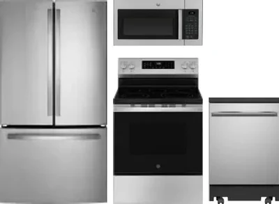 4 Piece Package Includes Refrigerator, Range, Microwave And Dishwasher