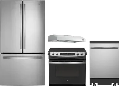 4 Piece Package Includes Refrigerator, Range, Hood And Dishwasher