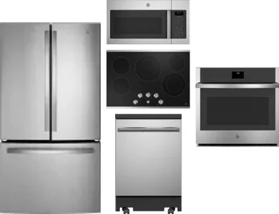 5 Piece Package Includes Refrigerator, Cooktop, Wall Oven, Microwave And Dishwasher