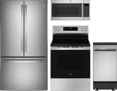 4 Piece Package Includes Refrigerator, Range, Microwave And Dishwasher