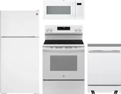 4 Piece Package Includes Refrigerator, Range, Microwave And Dishwasher