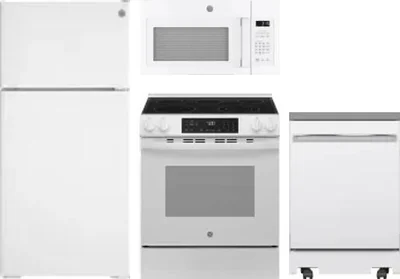 4 Piece Package Includes Refrigerator, Range, Microwave And Dishwasher