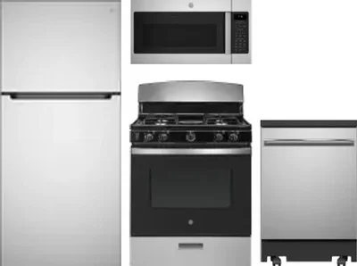 4 Piece Package Includes Refrigerator, Range, Microwave And Dishwasher