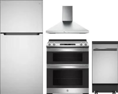 4 Piece Package Includes Refrigerator, Range, Hood And Dishwasher