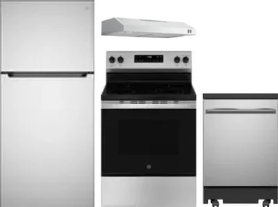 4 Piece Package Includes Refrigerator, Range, Hood And Dishwasher