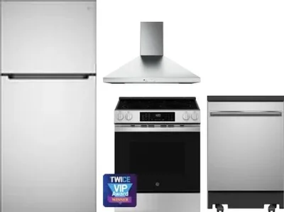 4 Piece Package Includes Refrigerator, Range, Hood And Dishwasher
