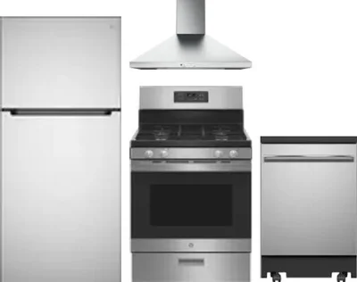 4 Piece Package Includes Refrigerator, Range, Hood And Dishwasher