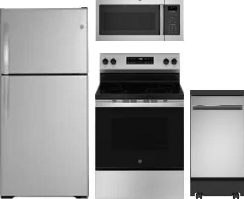 4 Piece Package Includes Refrigerator, Range, Microwave And Dishwasher