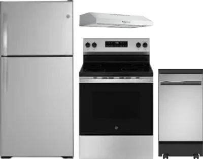 4 Piece Package Includes Refrigerator, Range, Hood And Dishwasher