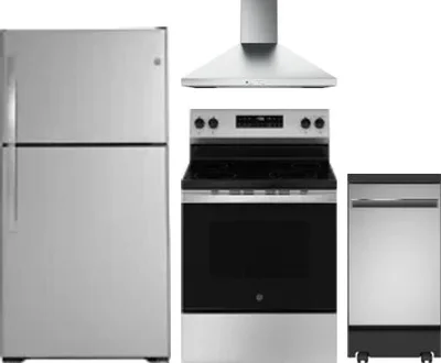 4 Piece Package Includes Refrigerator, Range, Hood And Dishwasher