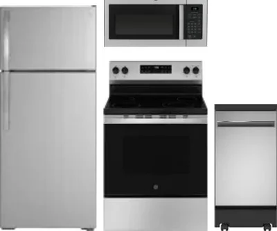 4 Piece Package Includes Refrigerator, Range, Microwave And Dishwasher