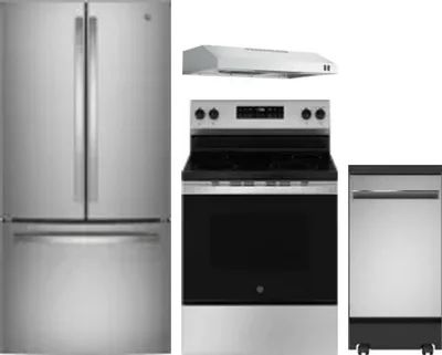 4 Piece Package Includes Refrigerator, Range, Hood And Dishwasher