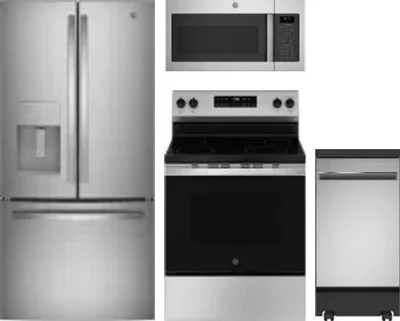4 Piece Package Includes Refrigerator, Range, Microwave And Dishwasher