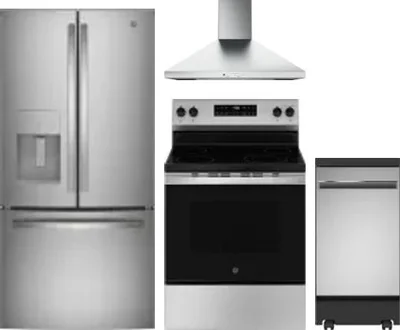 4 Piece Package Includes Refrigerator, Range, Hood And Dishwasher
