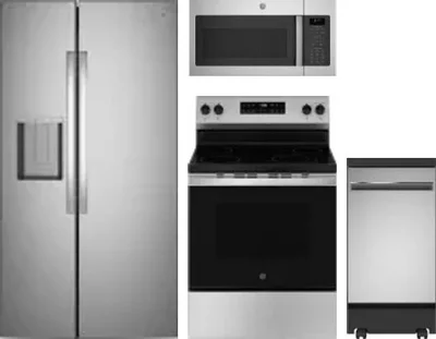 4 Piece Package Includes Refrigerator, Range, Microwave And Dishwasher