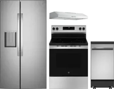 4 Piece Package Includes Refrigerator, Range, Hood And Dishwasher