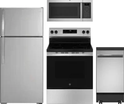4 Piece Package Includes Refrigerator, Range, Microwave And Dishwasher