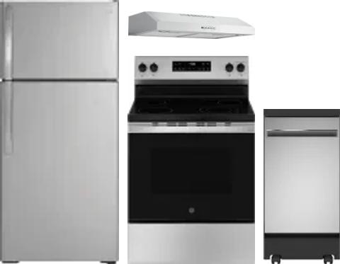 4 Piece Package Includes Refrigerator, Range, Hood And Dishwasher