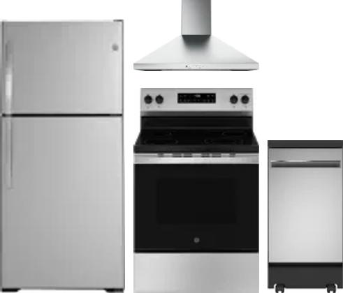 4 Piece Package Includes Refrigerator, Range, Hood And Dishwasher