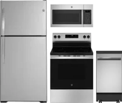 4 Piece Package Includes Refrigerator, Range, Microwave And Dishwasher