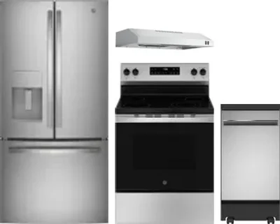 4 Piece Package Includes Refrigerator, Range, Hood And Dishwasher