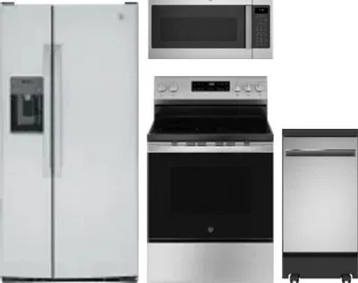 4 Piece Package Includes Refrigerator, Range, Microwave And Dishwasher