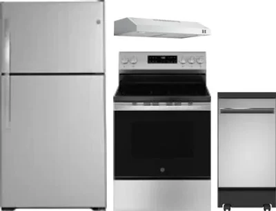 4 Piece Package Includes Refrigerator, Range, Hood And Dishwasher