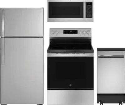 4 Piece Package Includes Refrigerator, Range, Microwave And Dishwasher