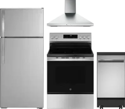 4 Piece Package Includes Refrigerator, Range, Hood And Dishwasher
