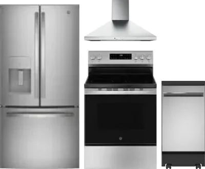 4 Piece Package Includes Refrigerator, Range, Hood And Dishwasher