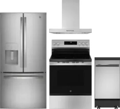 4 Piece Package Includes Refrigerator, Range, Hood And Dishwasher