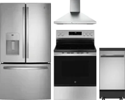 4 Piece Package Includes Refrigerator, Range, Hood And Dishwasher