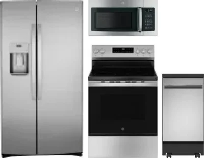 4 Piece Package Includes Refrigerator, Range, Microwave And Dishwasher